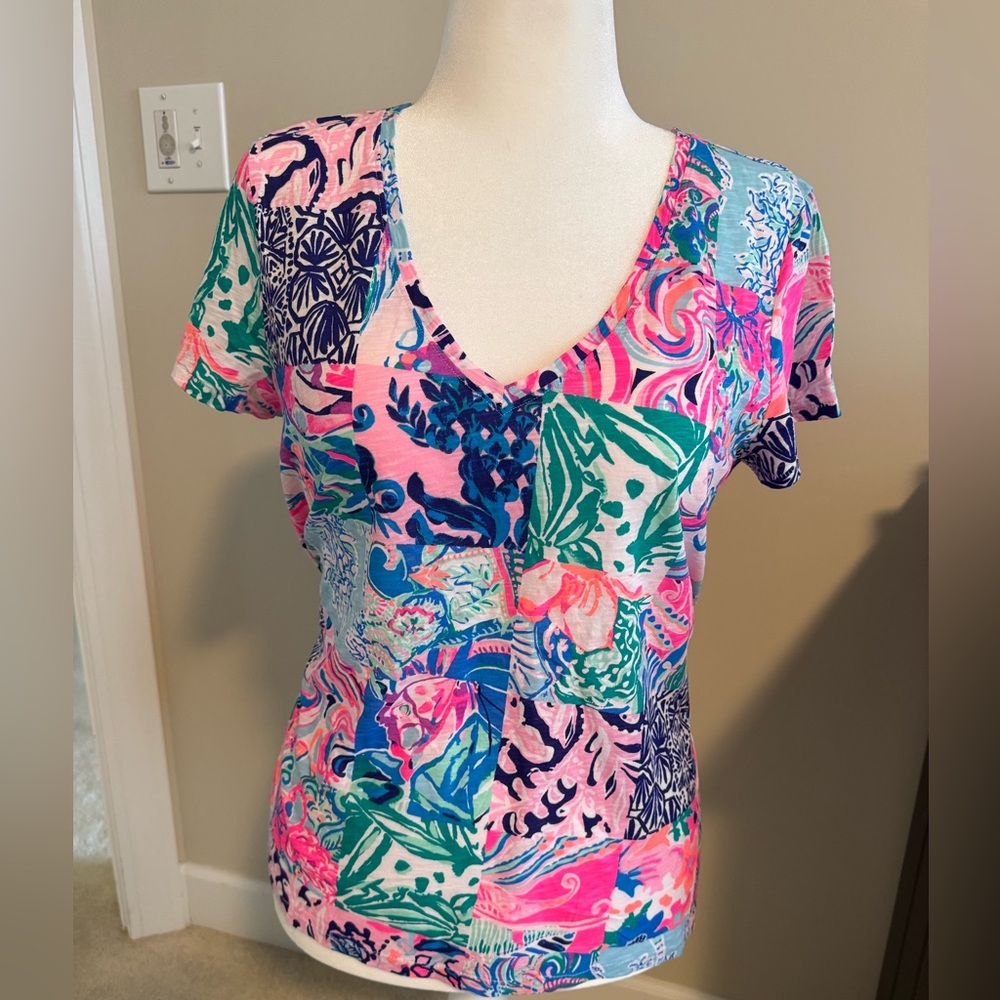 Lilly Pulitzer Patchwork Etta V-Neck Top